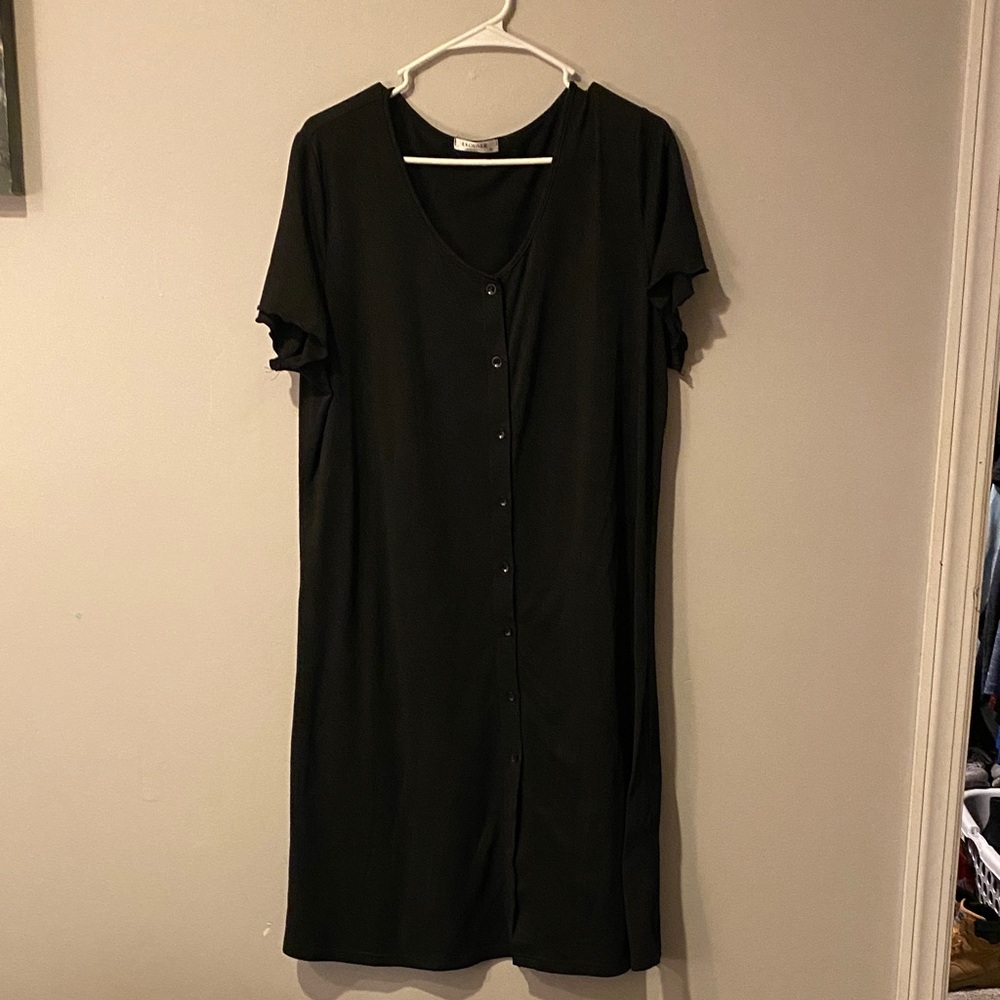 Black Button-Down Nightgown